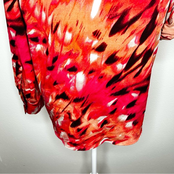 Calvin Klein Womens Orange & Coral Abstract Long Sleeve Button-Up Top Size L - Picture 8 of 10